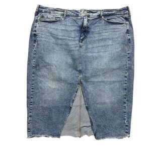 torrid Washed Blue Denim Midi Skirt with Front Slit